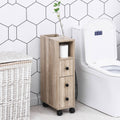 Freestanding Bathroom Cabinet with 2 Open Cabinets, 1 Door Cabinet, 1 Drawer and 4 Rolling Wheels L7199