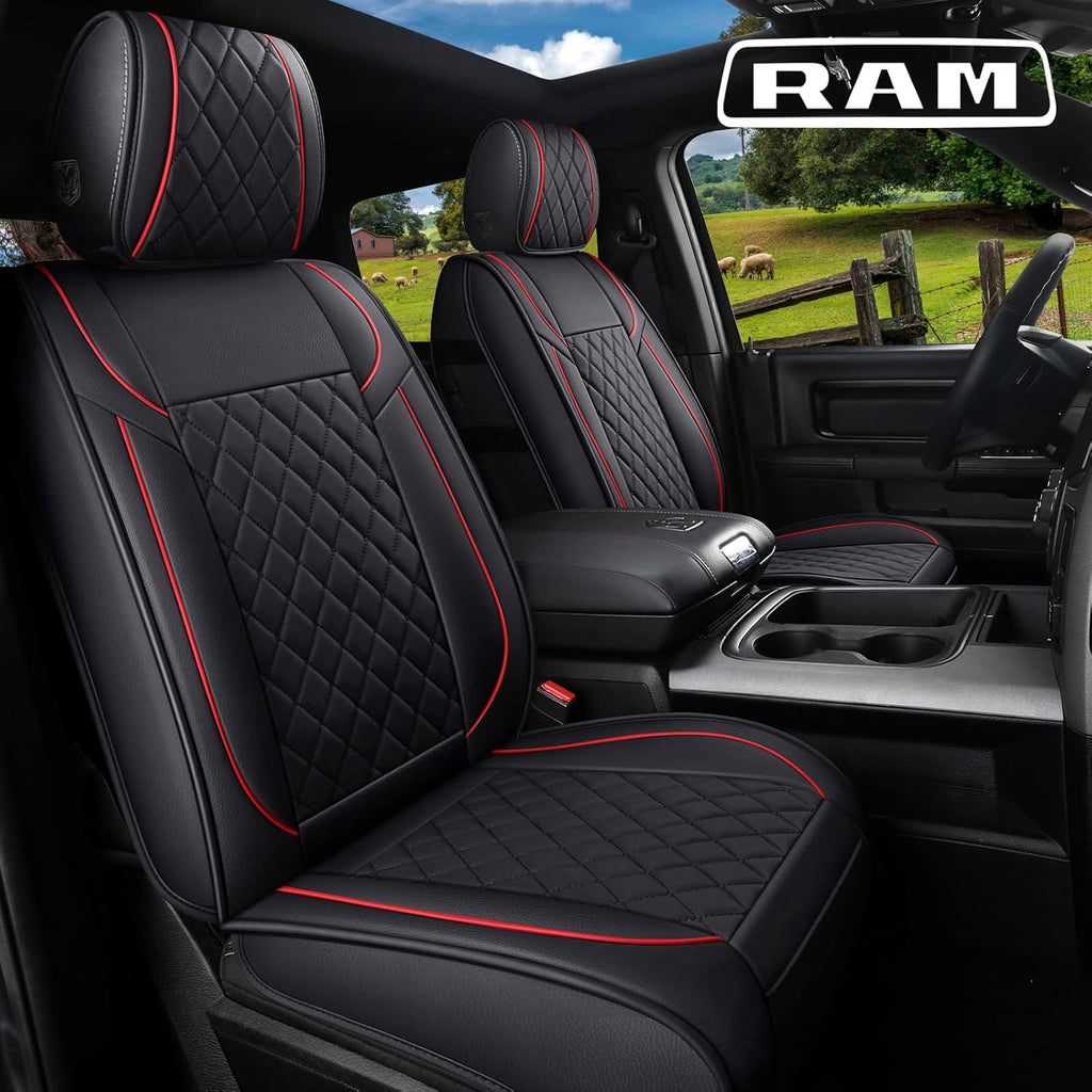 Black Leather Truck Seat Covers Full Set O20585