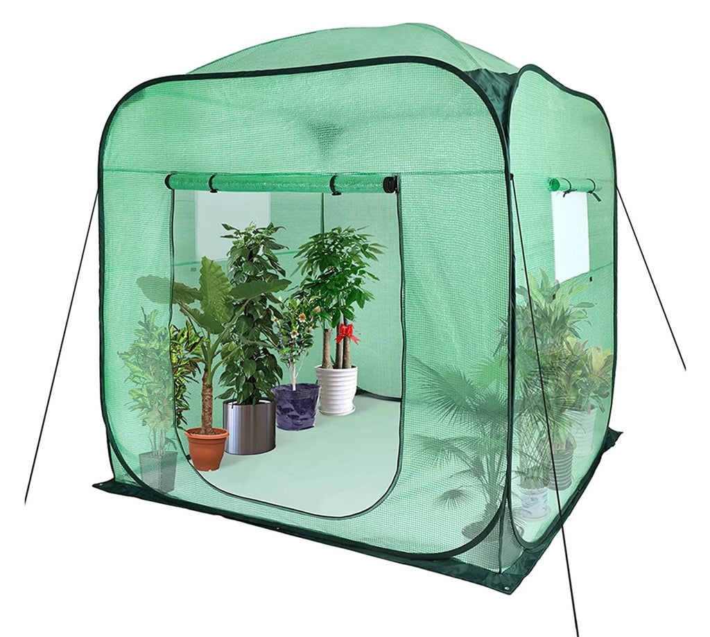 Pop-Up Plant Greenhouse with Roll-up Zipper Entry Doors and Windows P669