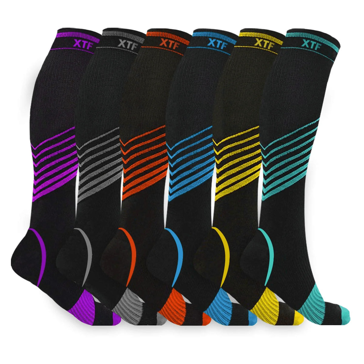 6-Pair Knee High Sport Compression Socks N8691