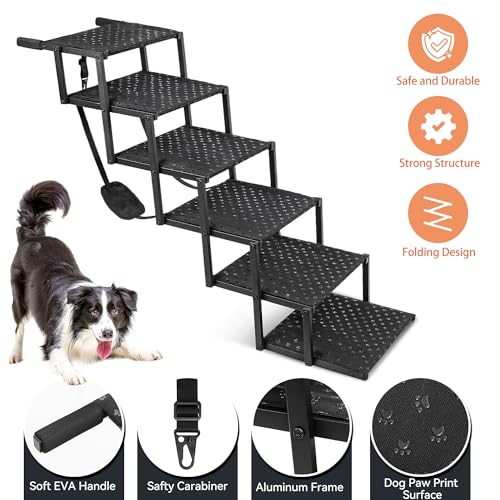 Foldable Dog Stairs with Non Slip Surface, 6 Steps U982