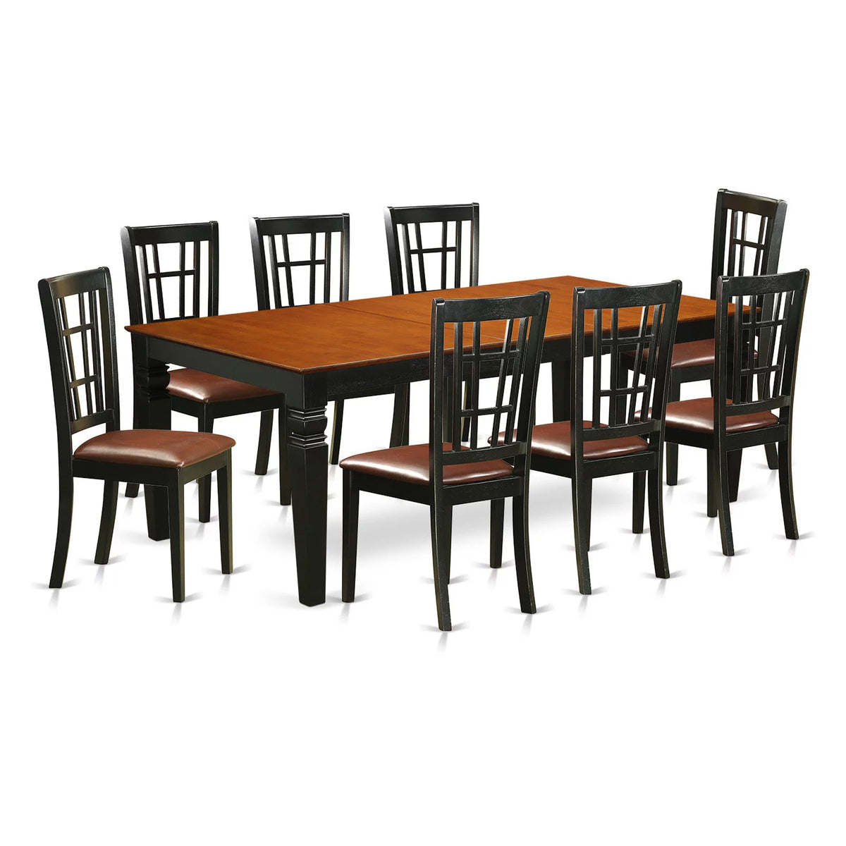 9 Pc Black Dining Room Set with Dining Table and 8 Linen Dining Chairs S251211