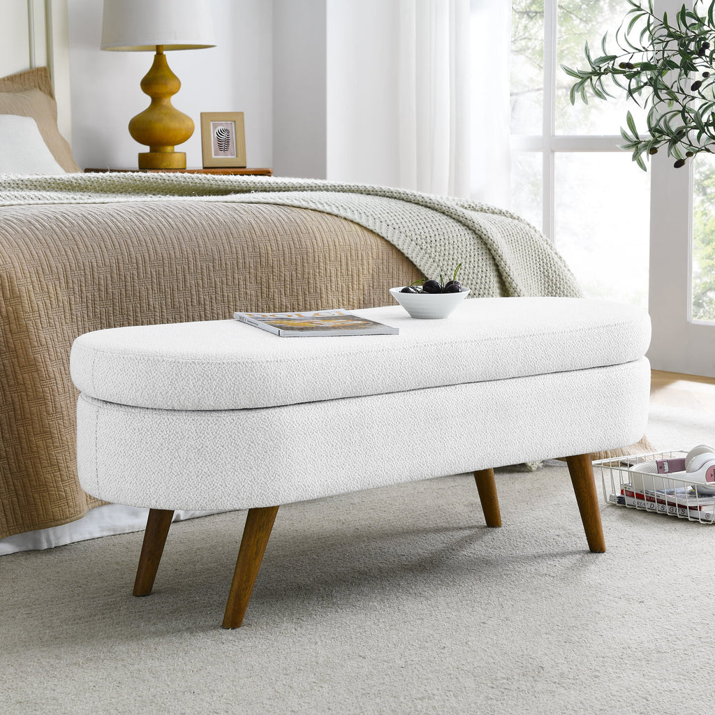 Oval Storage Bench with Rubber Wood Legs C3363