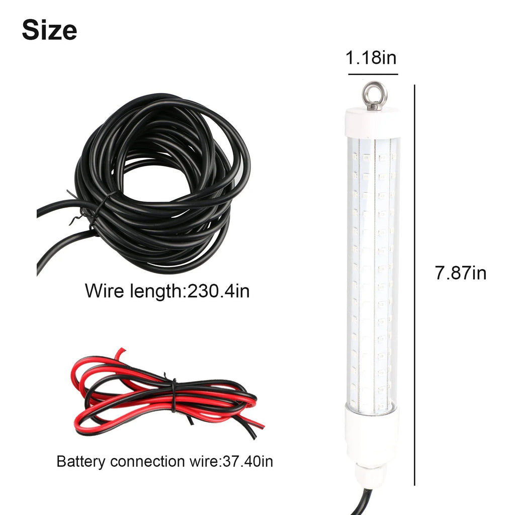 2Pcs Underwater Night Fishing Light, 12V 10.5W 120LED 1000 Lumen Green Submersible Fishing Light Z26877