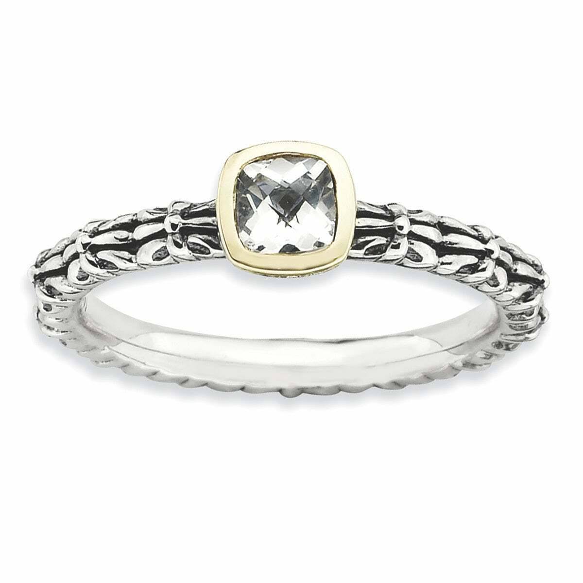 Sterling Silver & 14K Gold White Topaz Ring R2477