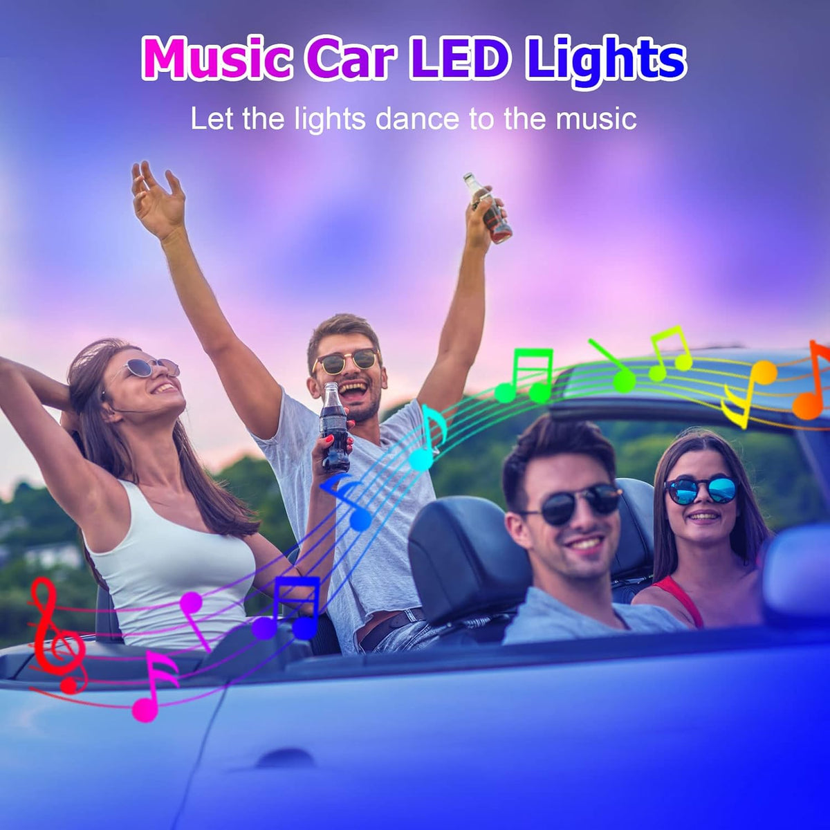 6 in 1 Car LED Strip Lights with Remote and APP Control X73099