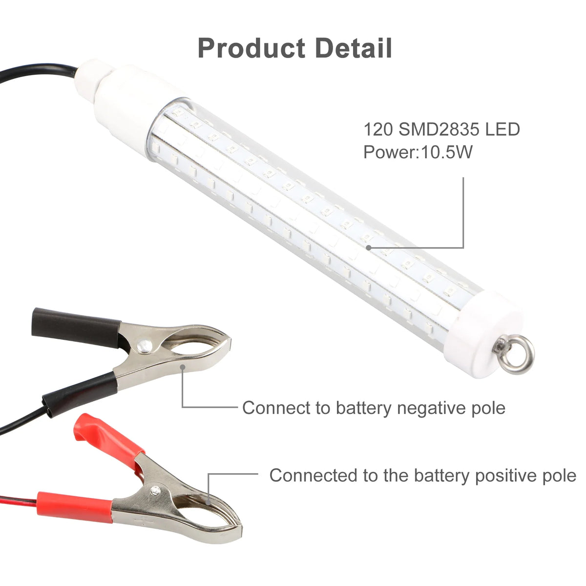 2Pcs Underwater Night Fishing Light, 12V 10.5W 120LED 1000 Lumen Green Submersible Fishing Light Z26877