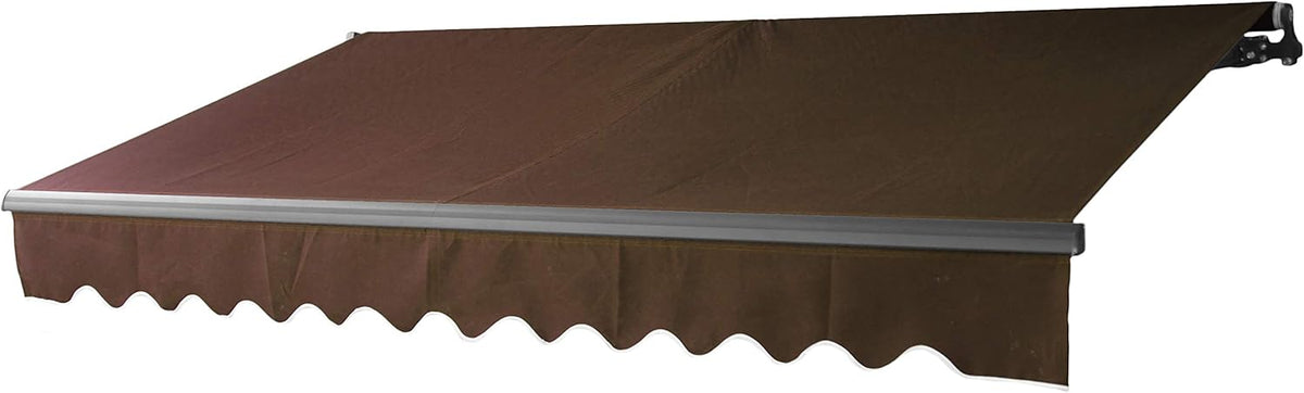 Retractable 16x10 Feet Motorized Black Frame Patio Awning, 100% Polyester Canopy, Blue/White Stripes O763