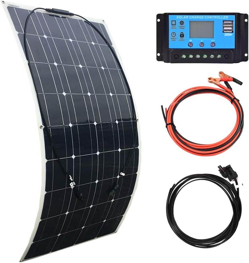 100W Flexible Solar Panel 12V System Kit with 10A Charge Controller B323