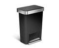 45 Litre Rectangular Step Trash Can Black Plastic I11224
