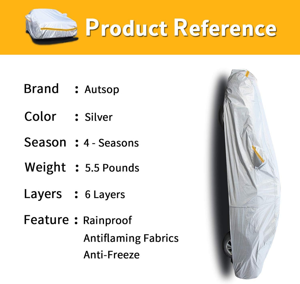 6 Layers Waterproof Car Cover with Zipper Cotton W67062