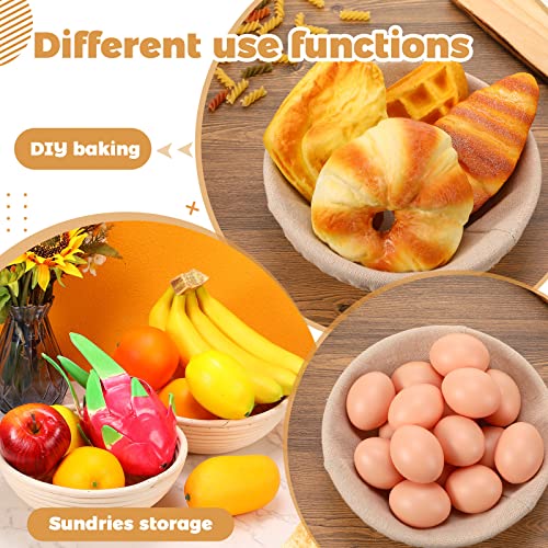 10 Pieces Banneton Bread Proofing Basket Round with Liners and Scrapers (8.5 Inch) M2513