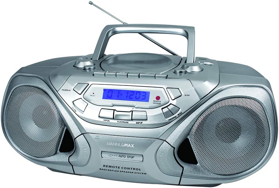 Portable CD/MP3 Player with Cassette Recorder, AM/FM Radio, USB Port, Aux-in, LCD Display (Silver) W3070