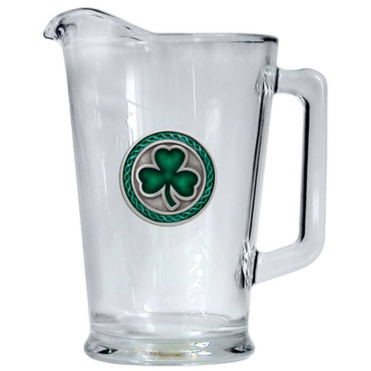 Green Glass Pitcher with Pewter Accent Y923906