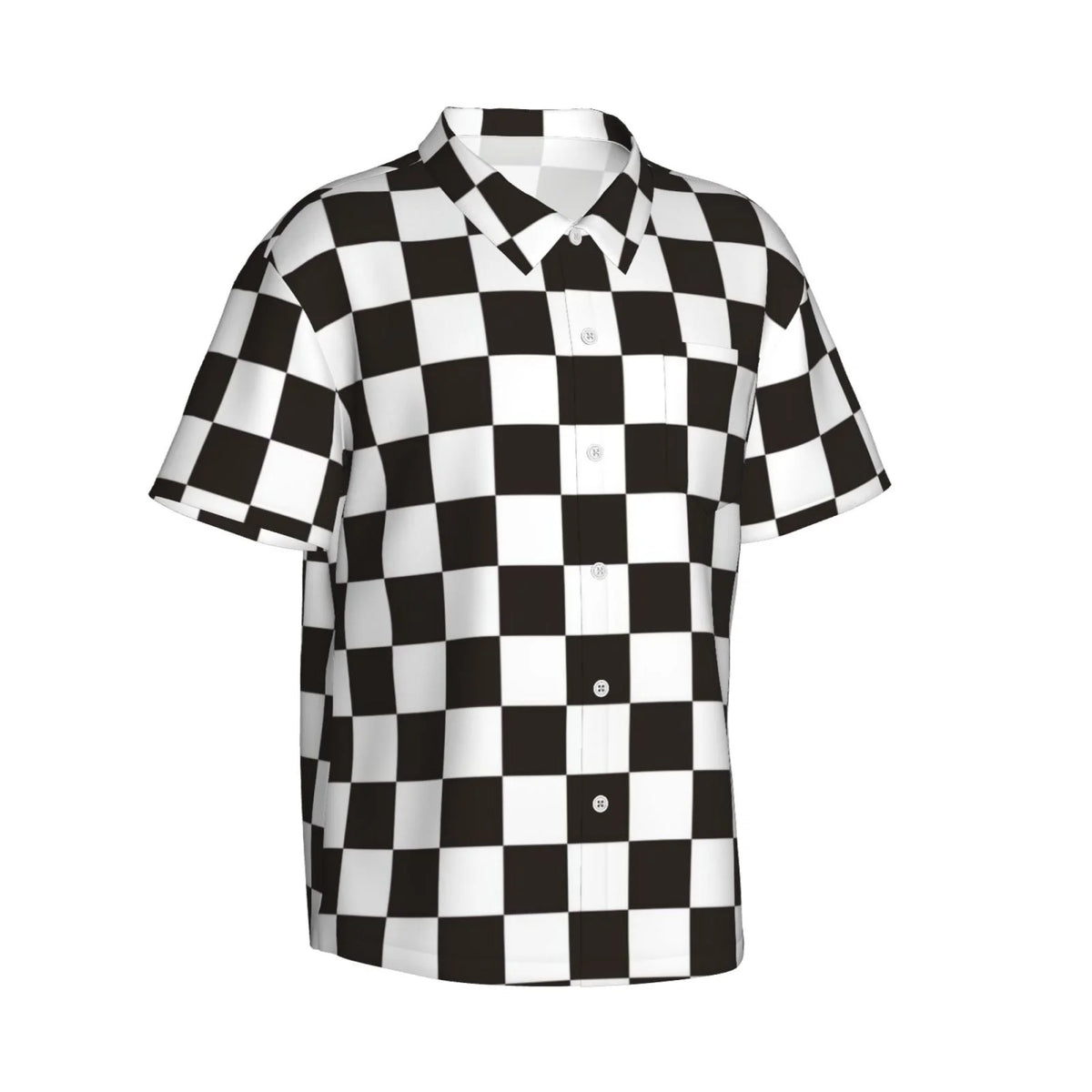 Black and White Checkerboard Hawaiian Shirts T402