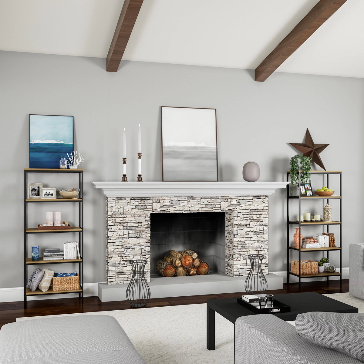 5-Tier Gray Bookshelf E663151