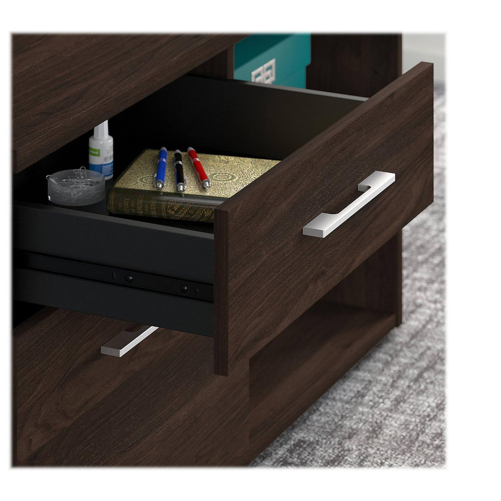 Black Walnut Low Storage Cabinet with Drawers and Shelves D586701