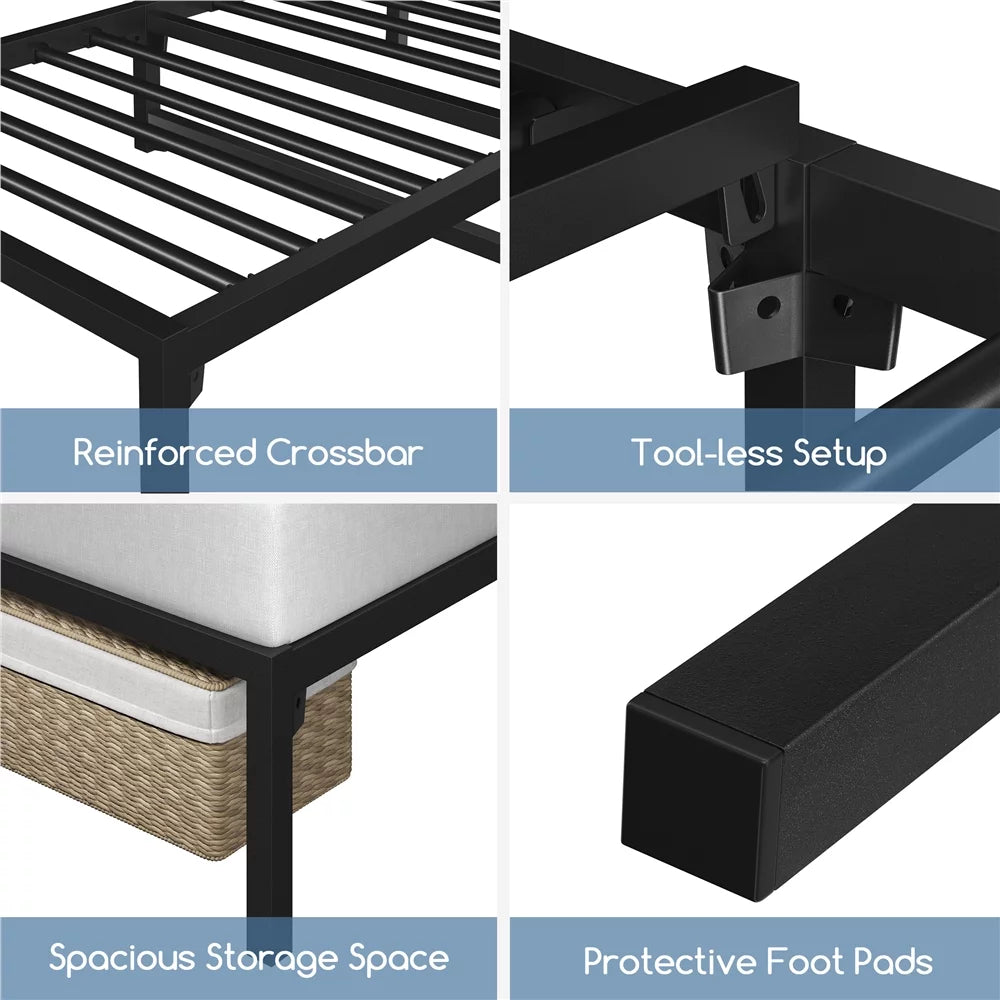 13" Twin Size Black Metal Bed Frame Y751964