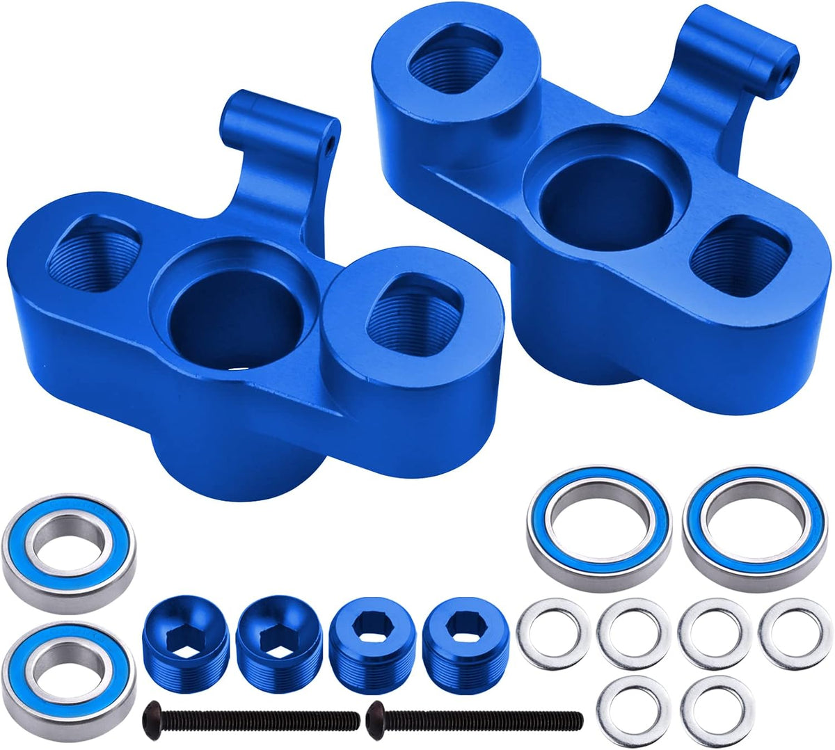 Aluminum Front Knuckles Steering Blocks with Bearings for 1/5 Scale RC Truck (Blue) G2314