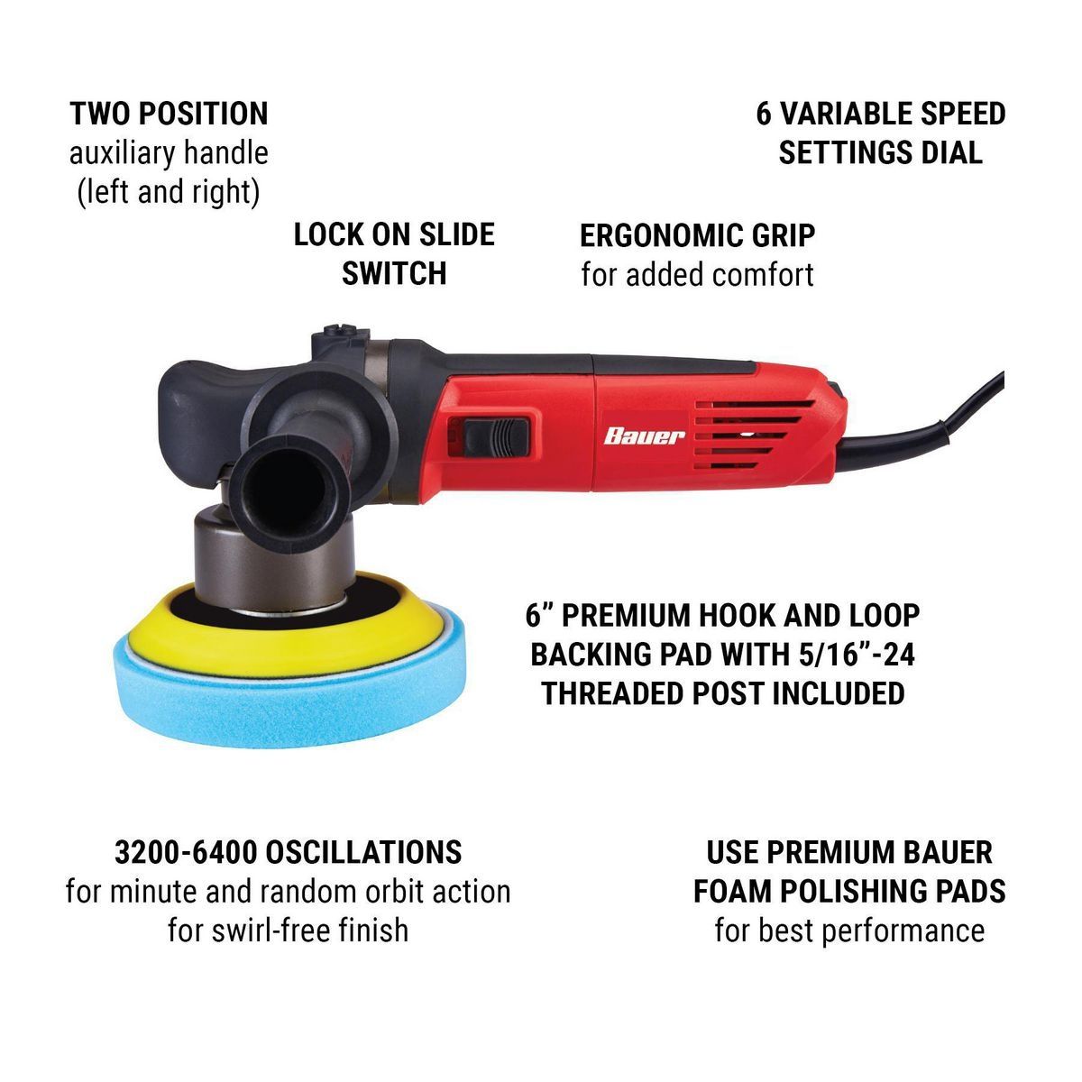 5.7 Amp 6 in. Random Orbit Polisher/Sander X2574