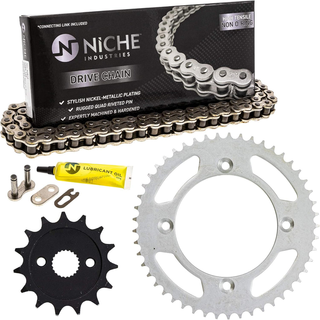 Drive Sprocket Chain Combo Front 15 Rear 49 Tooth 428HZ Standard 114 Links Pack of 2 W856