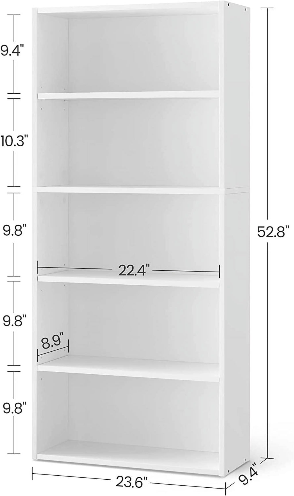 5-Tier Open Bookcase White Q460