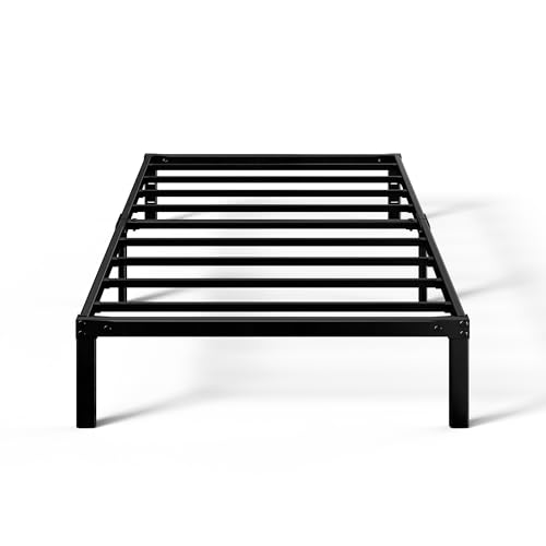 16 Inch Metal Platform Bed with Steel Slat Support, Black, Full H2852