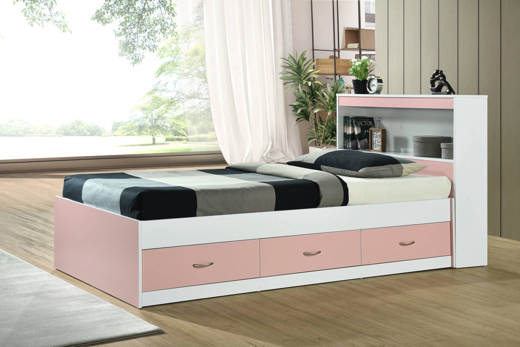 Black Twin-Size Captain Bed with 3 Drawers and Headboard Z1196