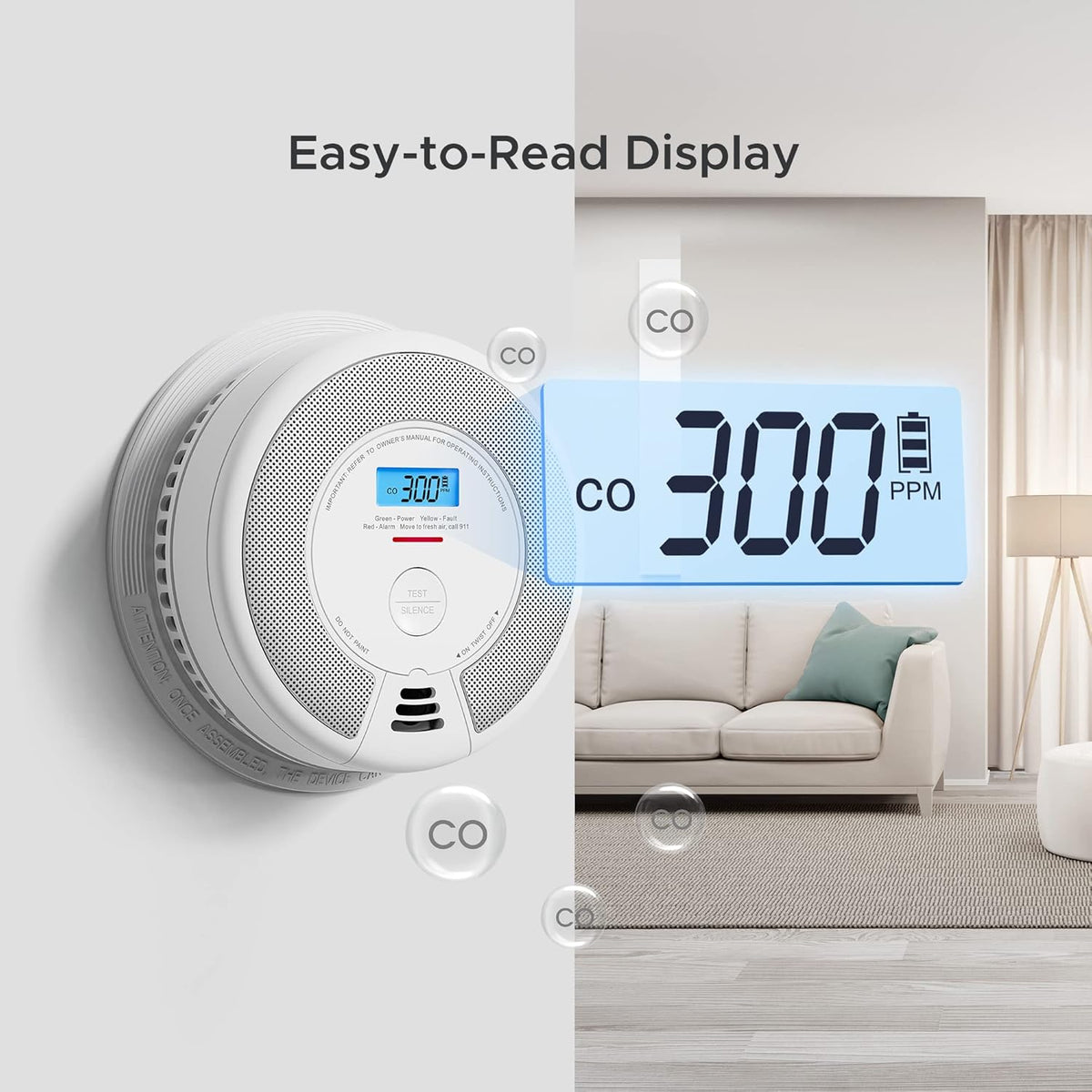 Wireless Interconnected Combination Smoke and Carbon Monoxide Detector with LCD Display, Pack of 6 P5738