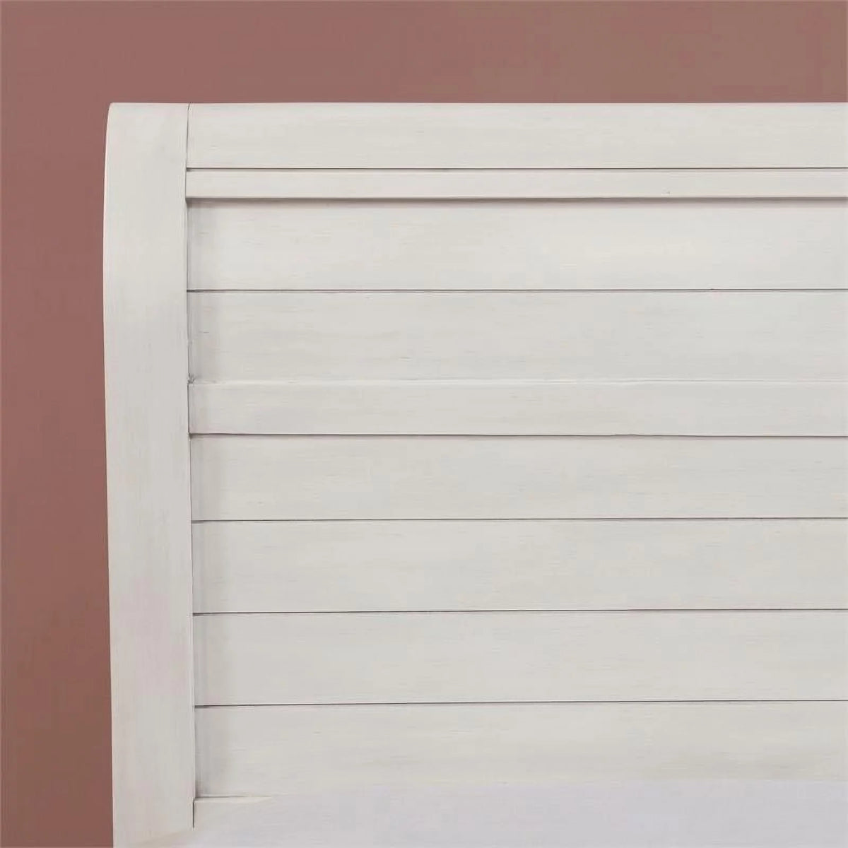 White Wood Full Bed with Curved Headboard A6539