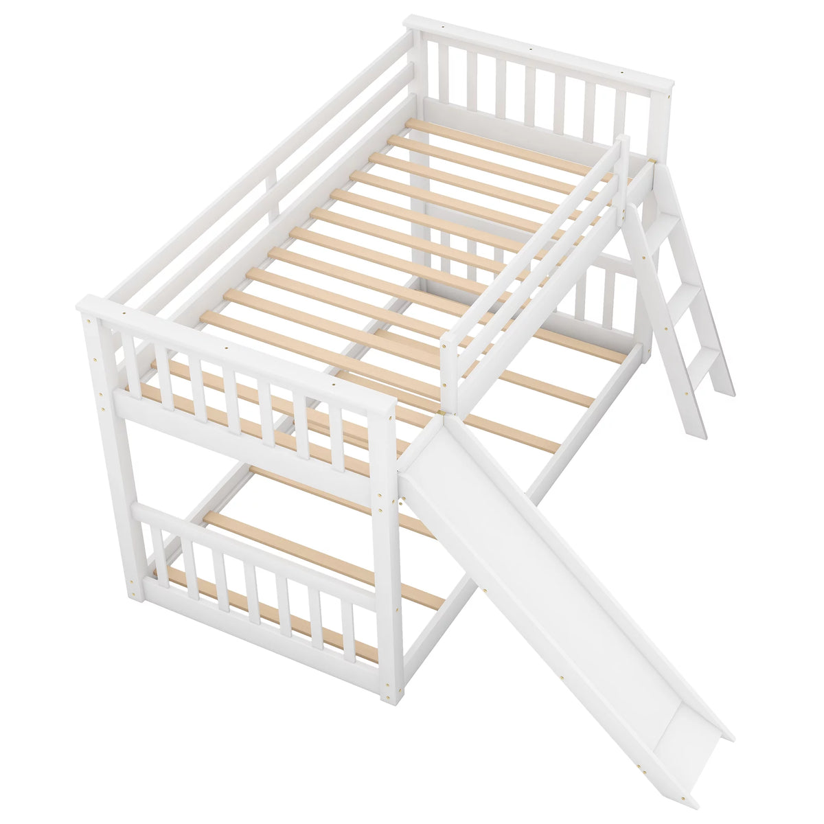 Twin over Twin Solid Wood Bunk Bed with Slide and Ladder V844613