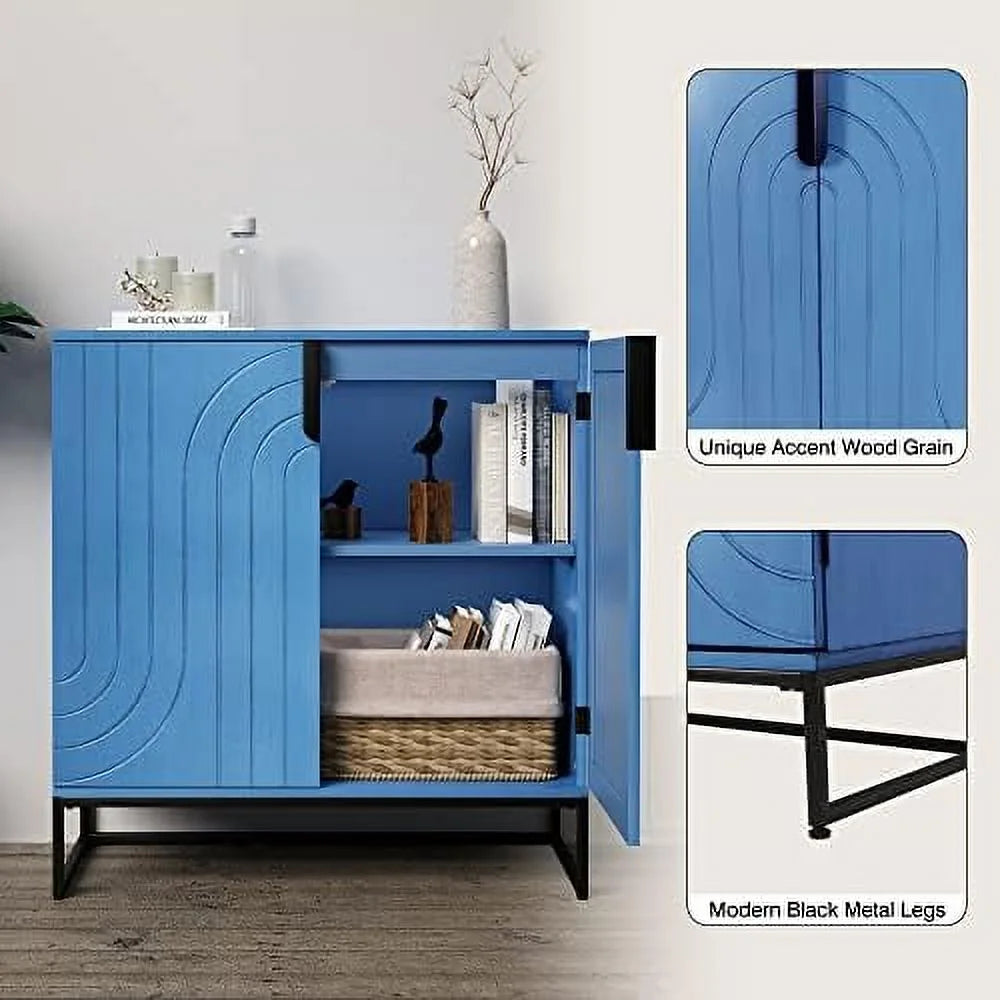 Wood Grain Cabinet with 2 Doors Black S383344