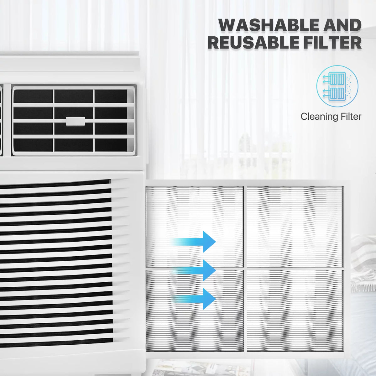 12,000 BTU 115V Smart Window Air Conditioner with Remote Control, White T6842
