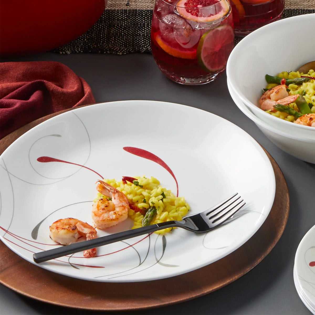 White and Red 12-Piece Dinnerware Set N8706