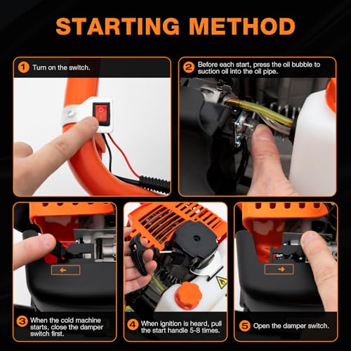 52cc 1700W Gas Powered Auger Post Hole Digger with 3 Drill Bits Z36850