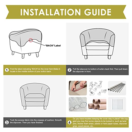 White Geometric Stretch Club Chair Slipcover M191