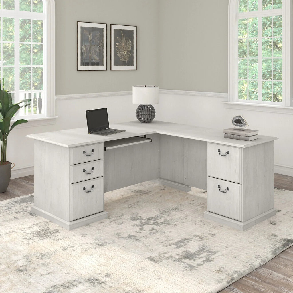 L Shaped Computer Desk With Drawers I15636