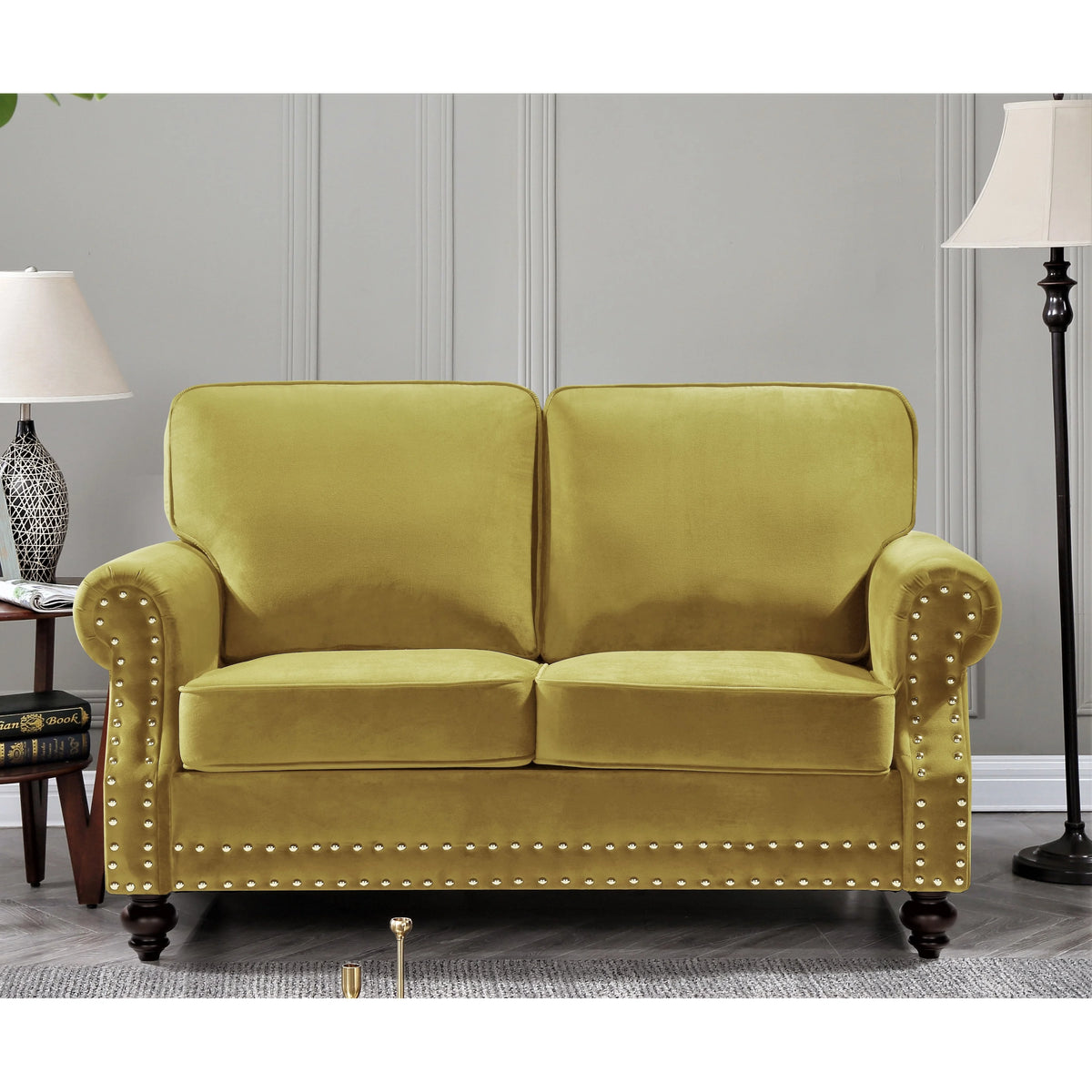 Dark Blue Velvet Loveseat U52730