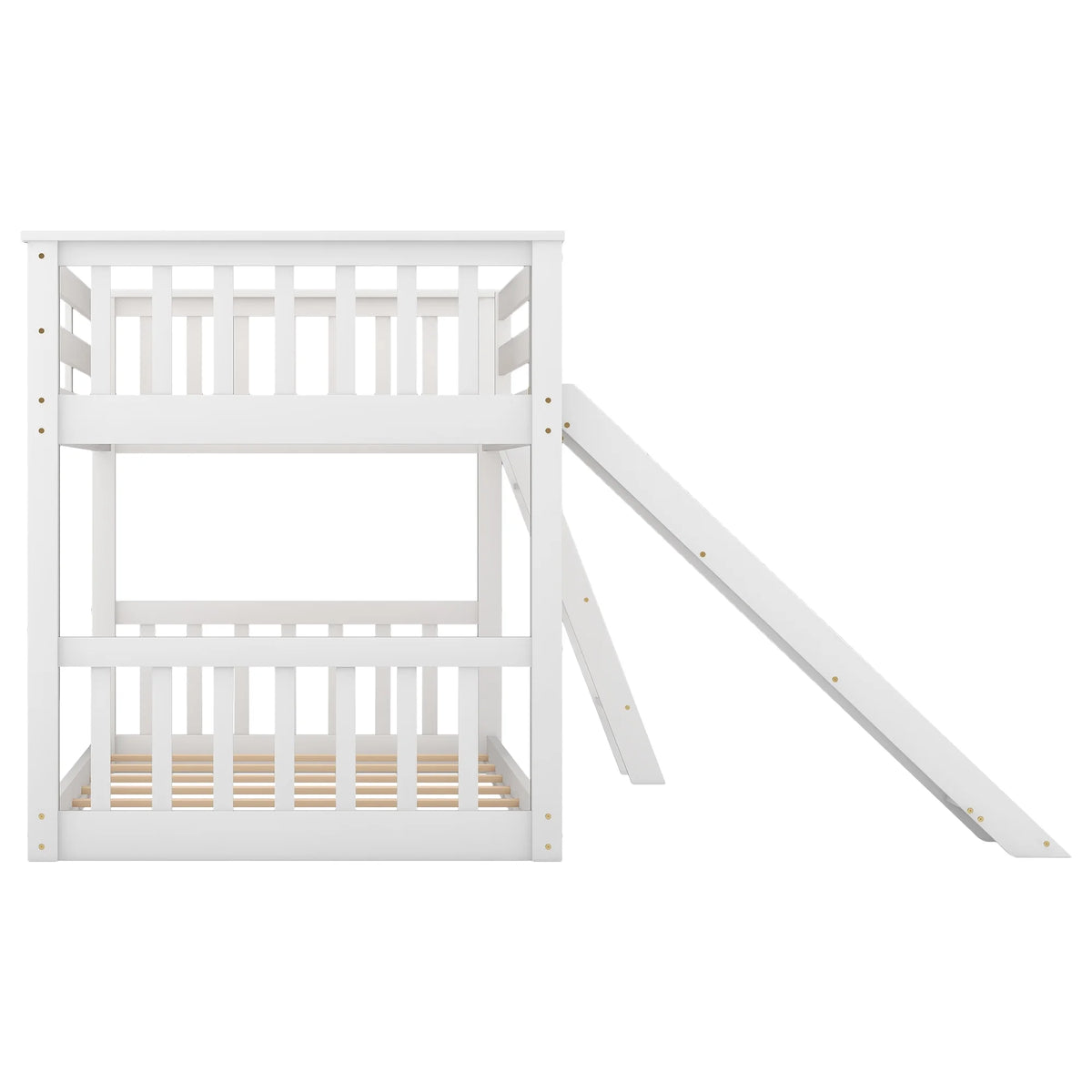 Twin over Twin Solid Wood Bunk Bed with Slide and Ladder V844613