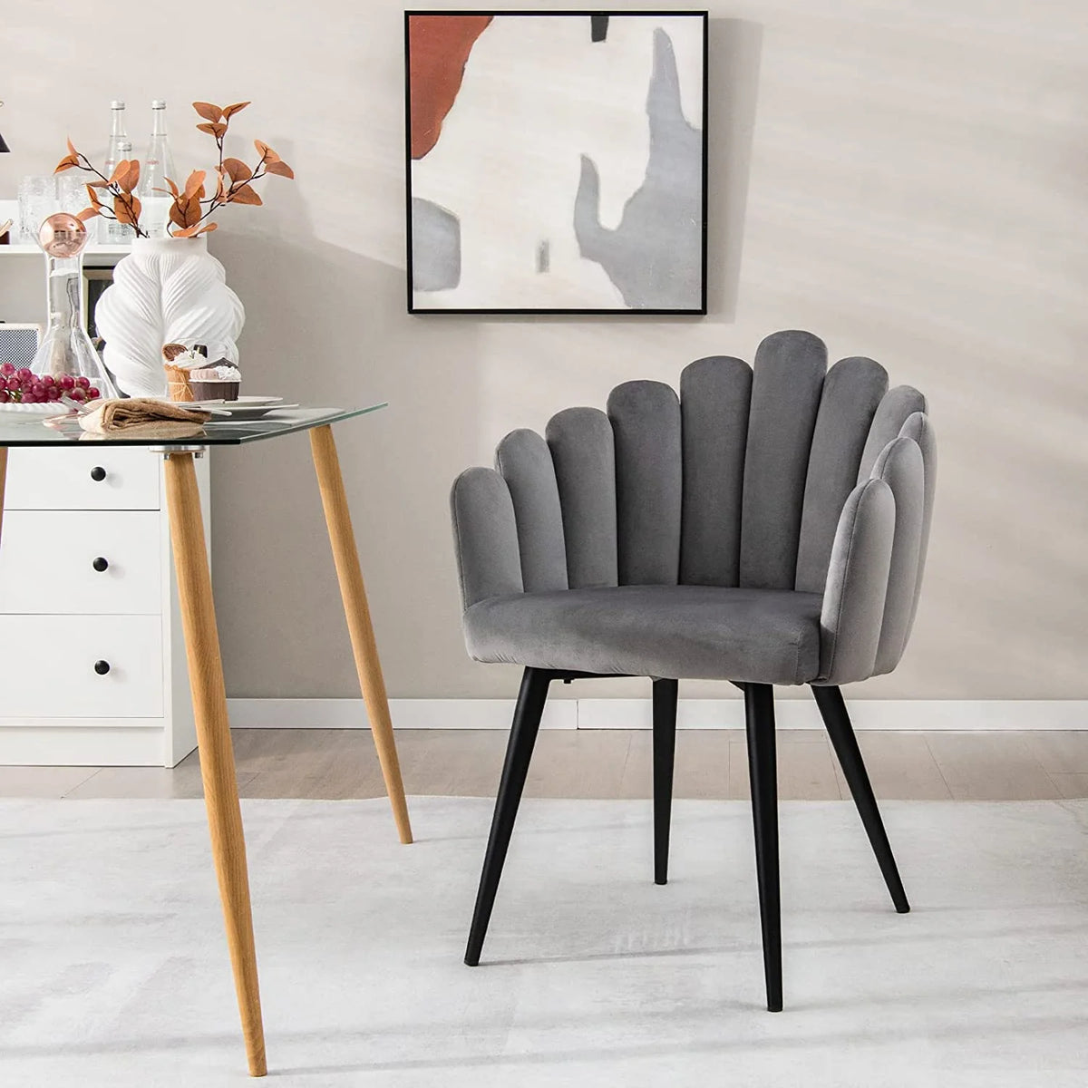 Gray Velvet Accent Dining Chair E265