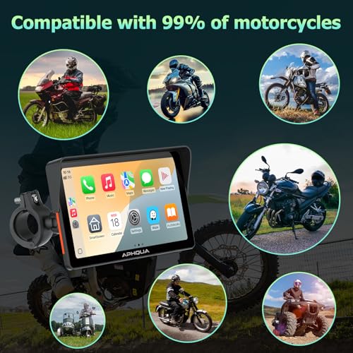 7-Inch Motorcycle GPS Navigation System with Apple CarPlay & Android Auto, Waterproof Touchscreen, Bluetooth, IP67 Waterproof M9855