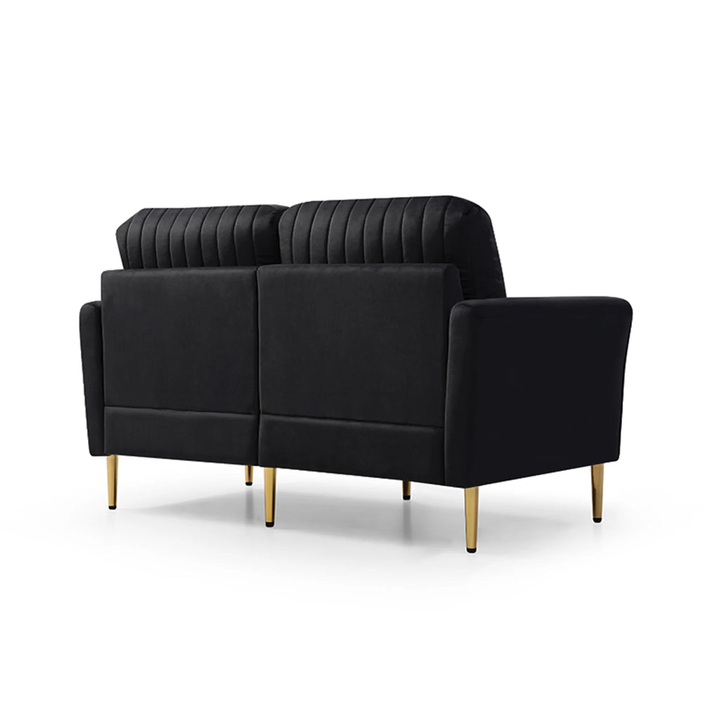 Black Fabric Upholstered Sofa with 2 Pillows S5400
