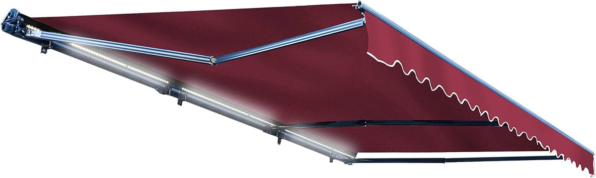 Retractable 16x10 Feet Motorized LED Patio Awning, 100% Polyester Canopy, Green U723449