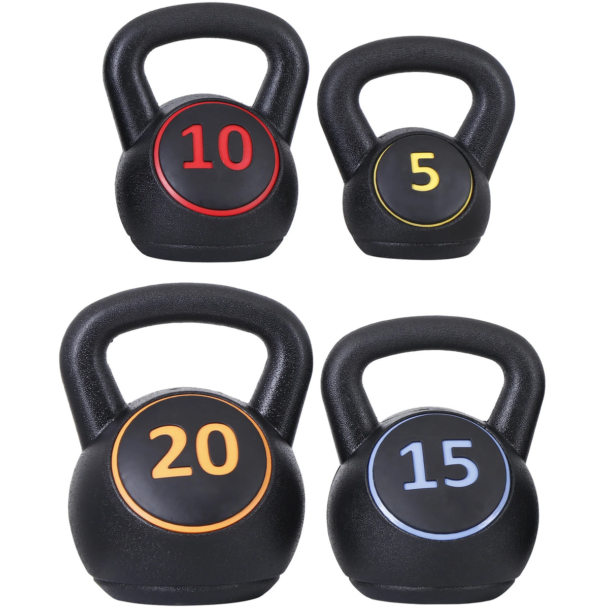 3 Piece 5lb 10lb 15lb Kettlebell Set with Storage Rack A83901