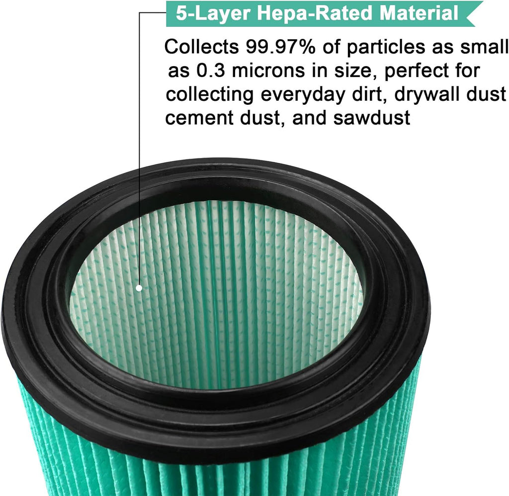 5-Layer Filter for Wet Dry Vac (2 Filters 4 Bags) W189
