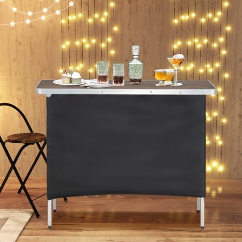 Brown Portable Bar Table with Carrying Bag Y768286