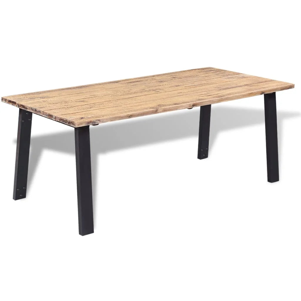 Rustic Acacia Wood Dining Table with Metal Legs J68384