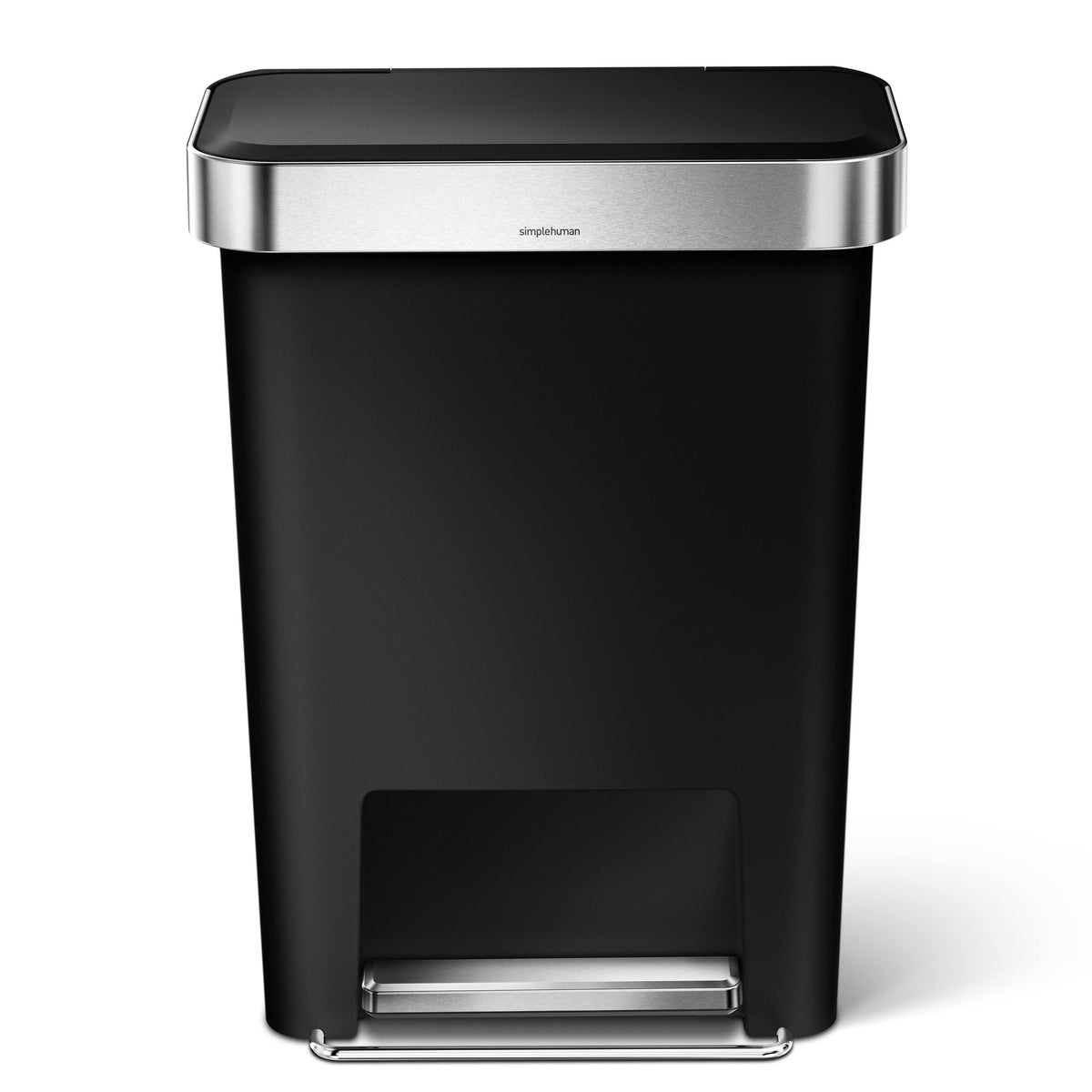 45 Litre Rectangular Step Trash Can Black Plastic I11224