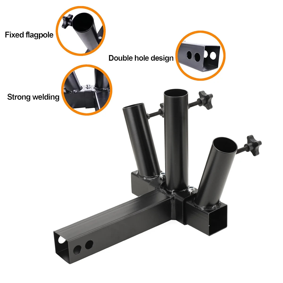 Heavy Duty 3 Flag Pole Holder Hitch Mount L3666