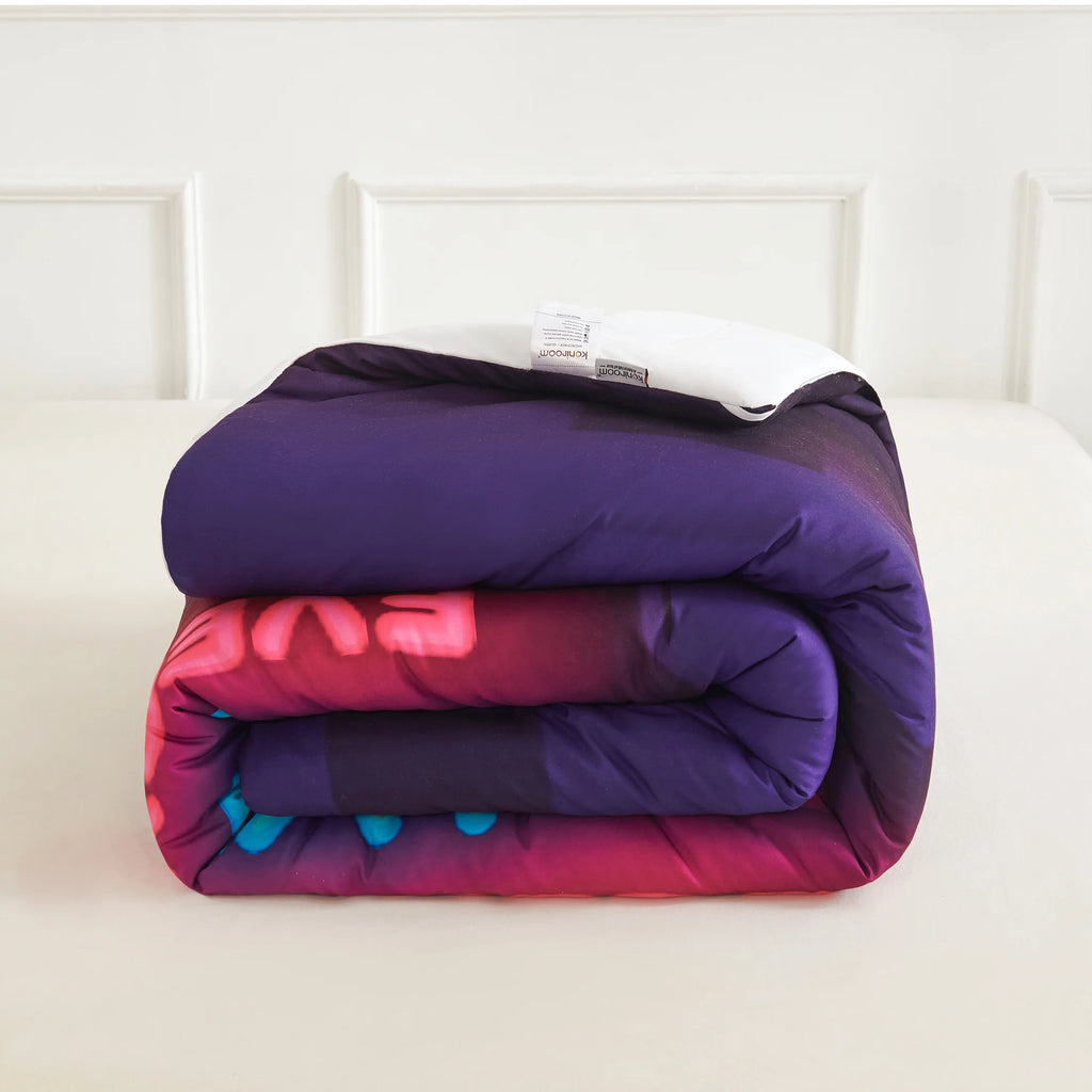 King Size Black Purple 3-Piece Kids Bedding Comforter Set V47469